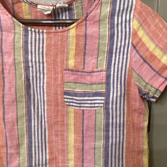 C&C California 100% Linen Rainbow Colorful Striped Top Size XS - Picture 7 of 11